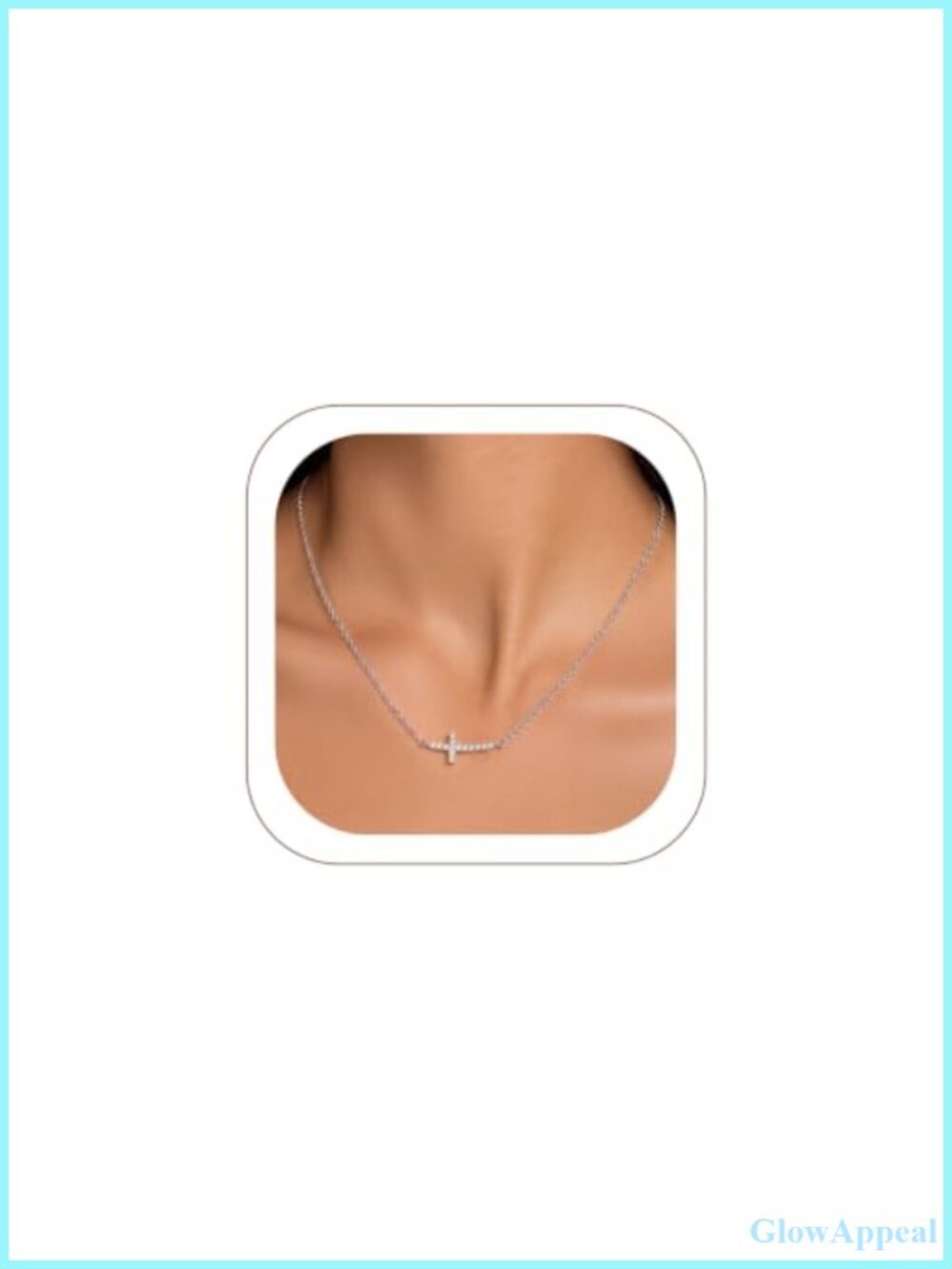 Sideways Cross Necklace 14k Gold Plated Stainless Steel CZ Pendant